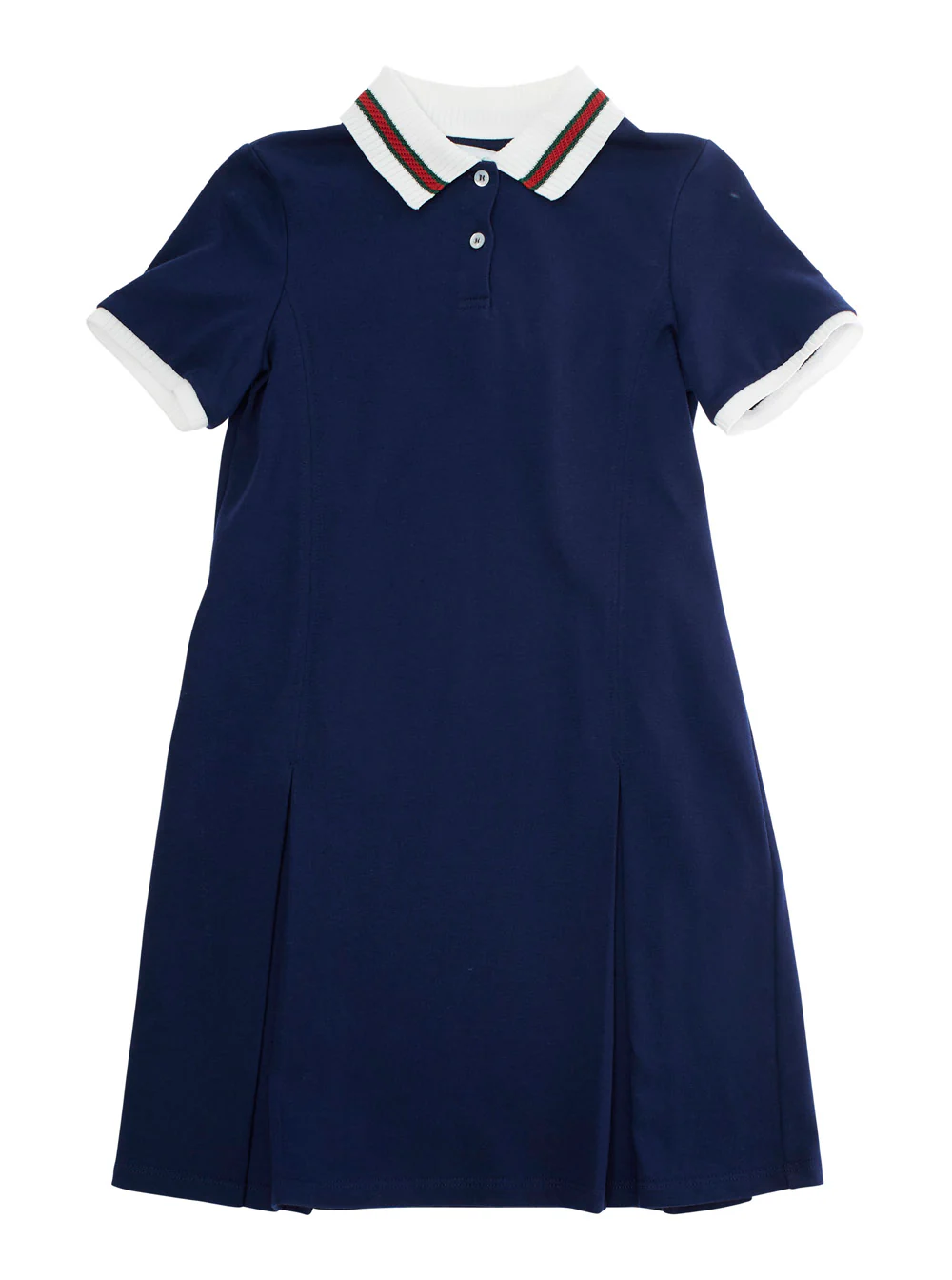 Vestido Azul Gucci Kids com Gola Peter Pan e Detalhe Web em Algodão Bebê Azul