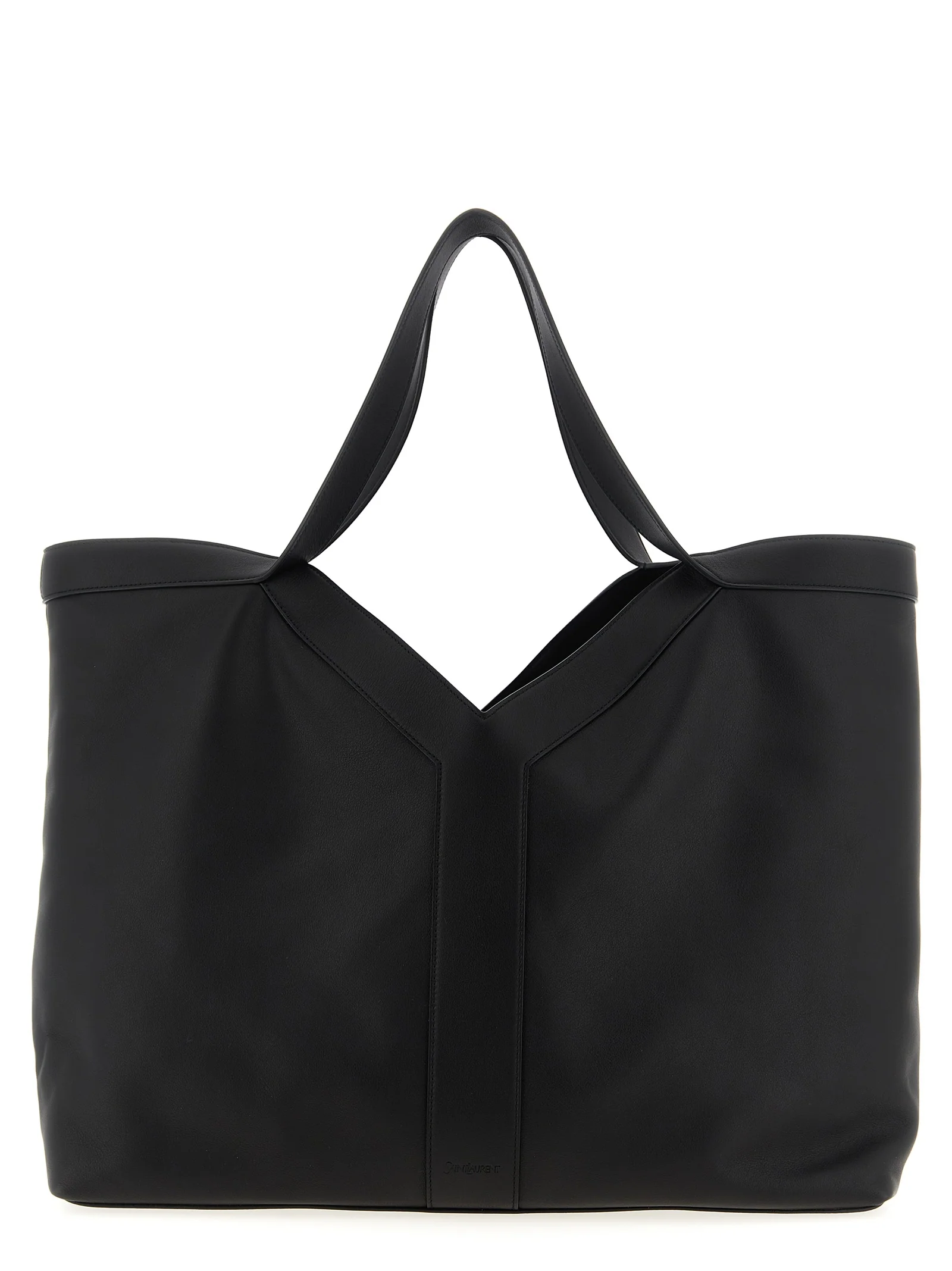 Bolsa Tote de Couro de Novilho Preto Saint Laurent
