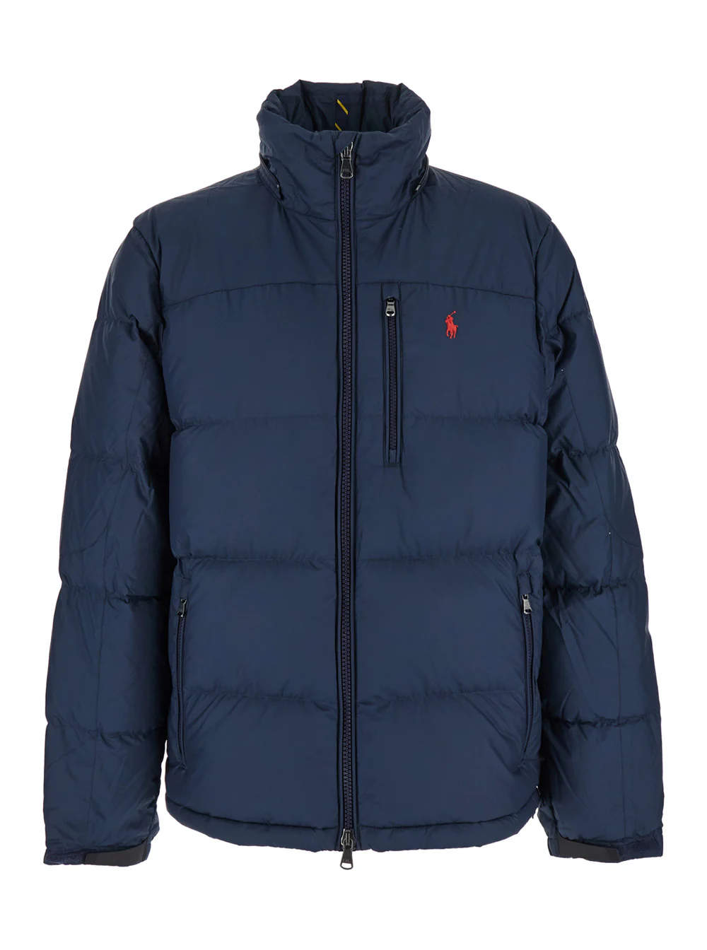Jaqueta Puffer Azul Polo Ralph Lauren com Capuz Fixo e Logotipo Bordado de Cavalo no Peito em Tecido Técnico para Homens Azul Poliéster Jaqueta Puffer Azul Polo Ralph Lauren com Capuz Fixo e Logotipo Bordado de Cavalo no Peito em Tecido Técnico para Homens Azul Poliéster