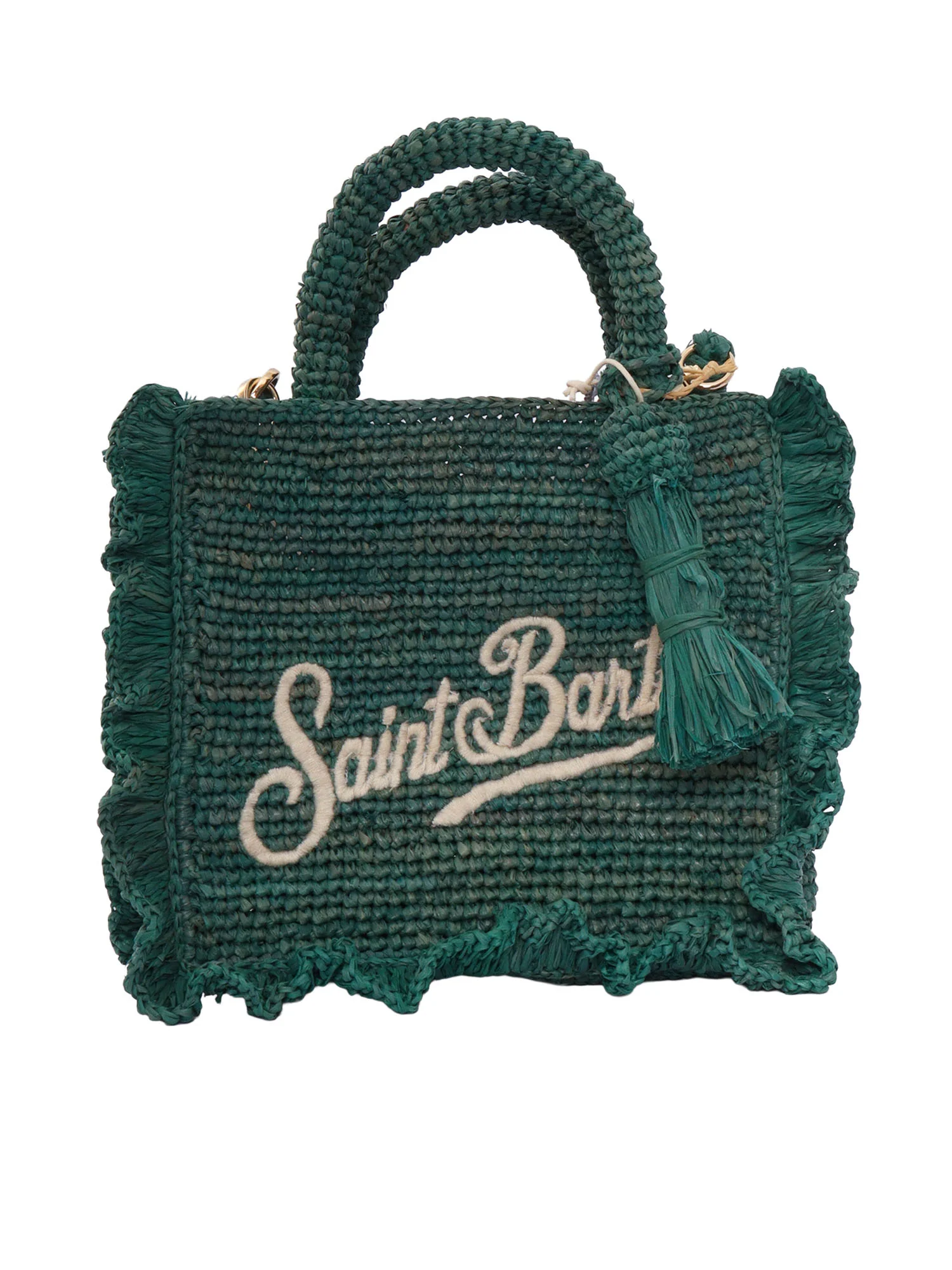 Mc2 Saint Barth Raffia Volant Mini-32 Emb Green Rafia Handbag