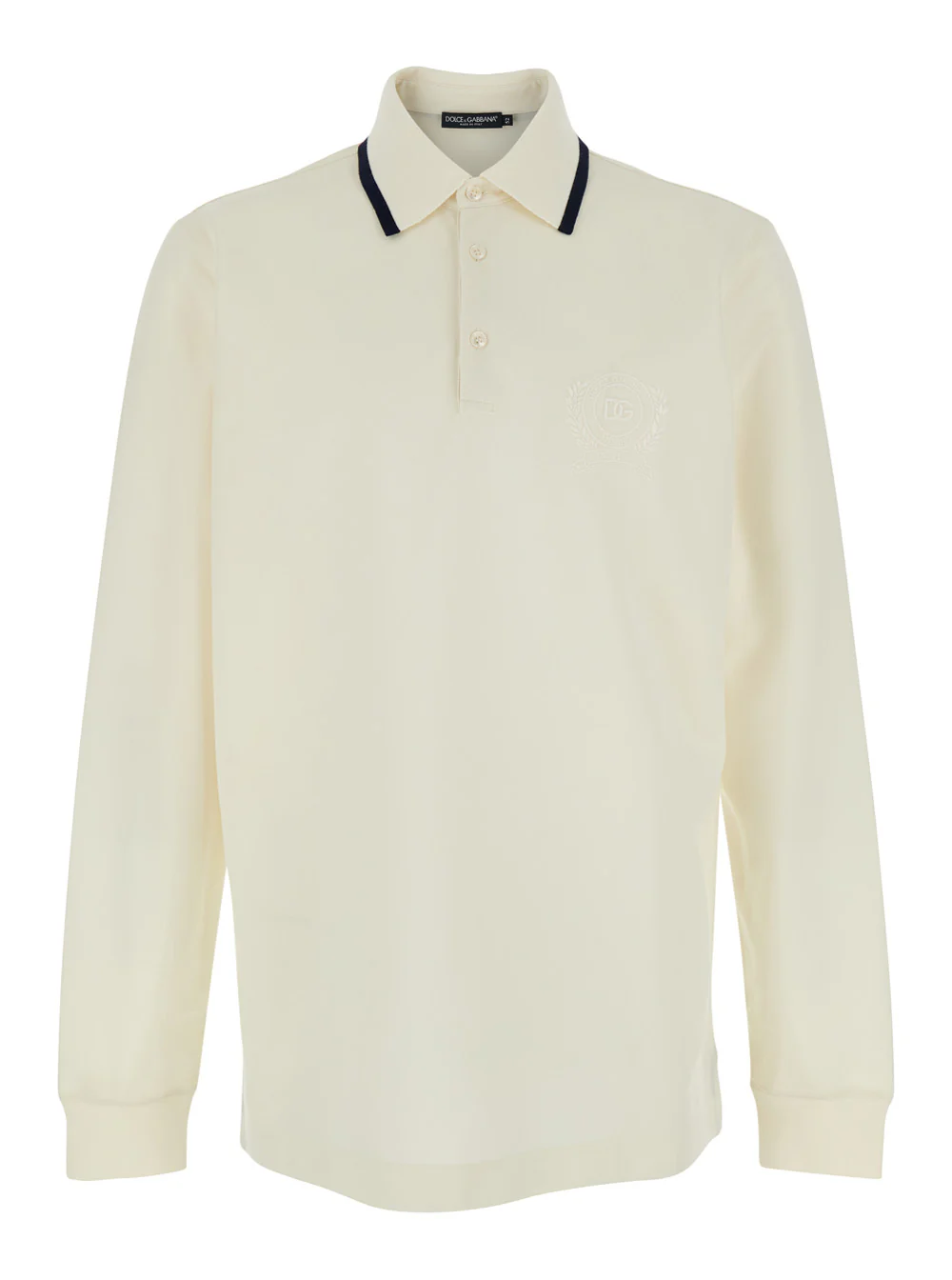 Camiseta Branca Dolce & Gabbana ML PIQUET com gola clássica e mangas compridas em Tecido Tech para Homens Camisetas de Poliéster Camisetas Polo Camiseta Branca Dolce & Gabbana ML PIQUET com gola clássica e mangas compridas em Tecido Tech para Homens Camisetas de Poliéster Camisetas Polo
