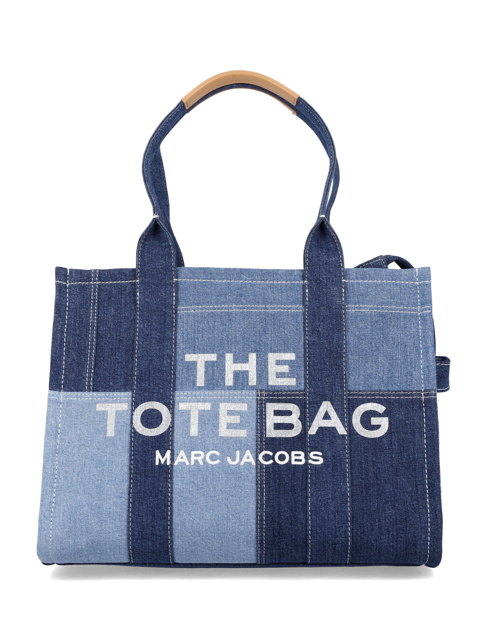 Marc Jacobs The Large Tote Patchwork Denim Bag Azul Algodão