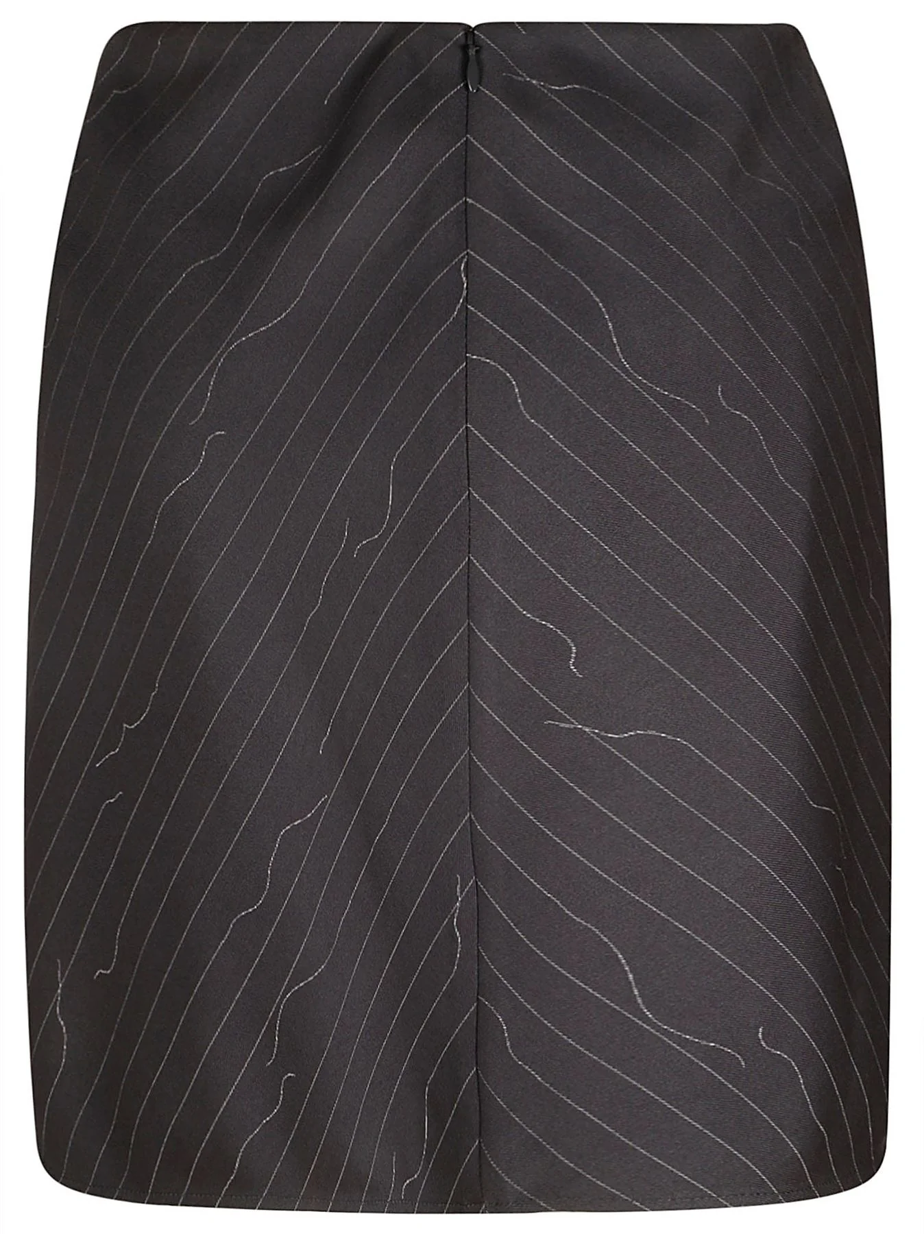 Saia Mini com Padrão de Listras e Giro Off-White OWCU009S24FAB0020700 Preto Poliéster Lã Virgem