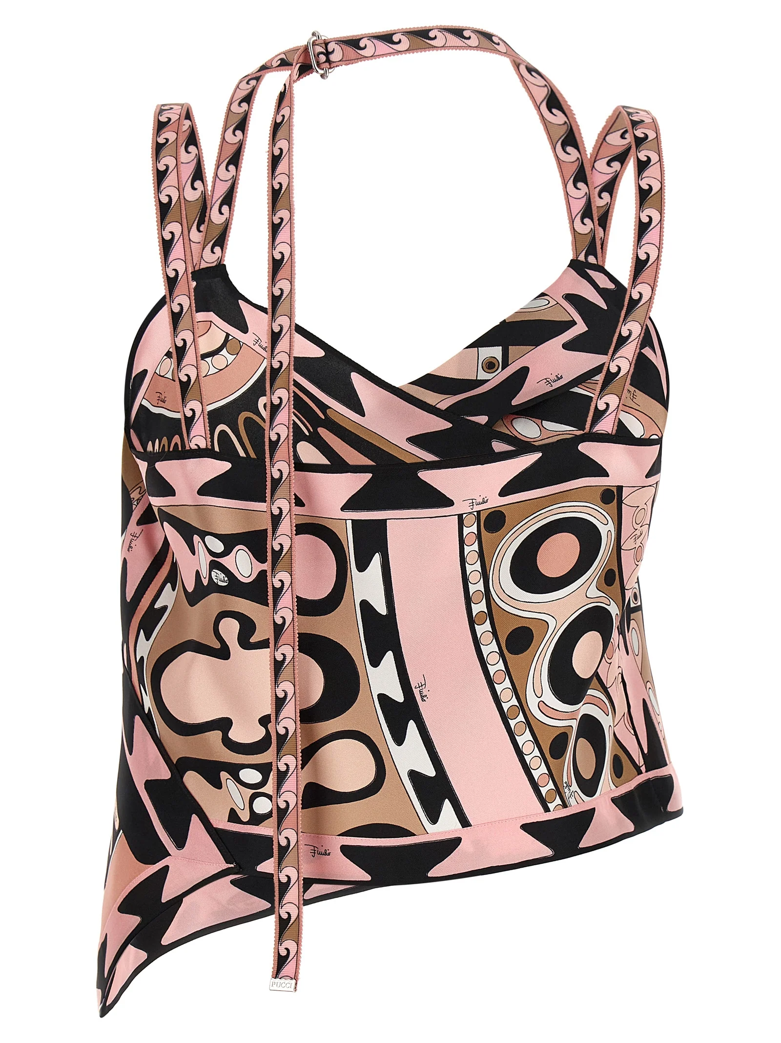 Top de Cachecol Pucci Soleil Rosa de Seda