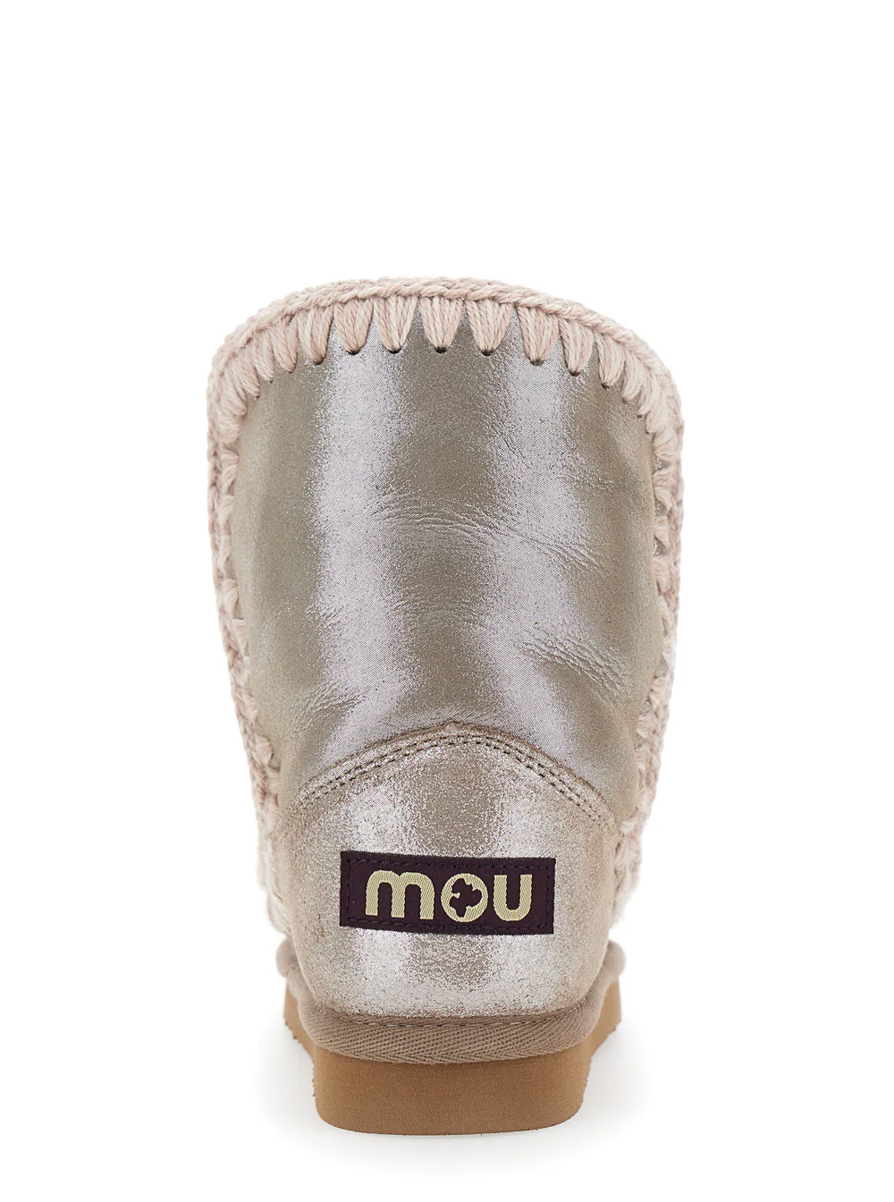 Botas de Cano Médio Mou Kids Eskino Metálicas em Camurça Brilhante para Menina Ovelha