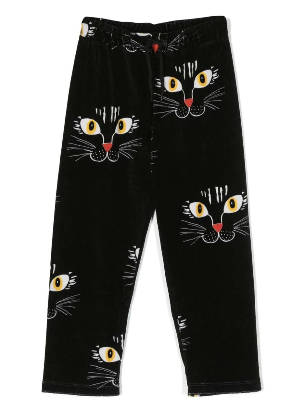 Mini Rodini Kids Calças de Veludo com Estampa de Gato Preto Algodão
