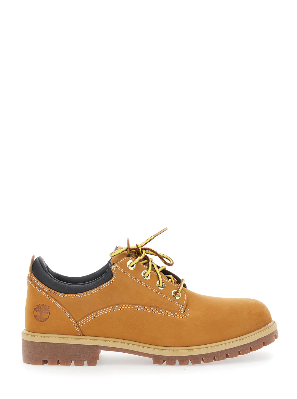 Botas de Cano Curto Timberland com Cordões Bicolor e Logotipo em Relevo no Lado em Couro Bege para Homens Sapatos de Cadarço