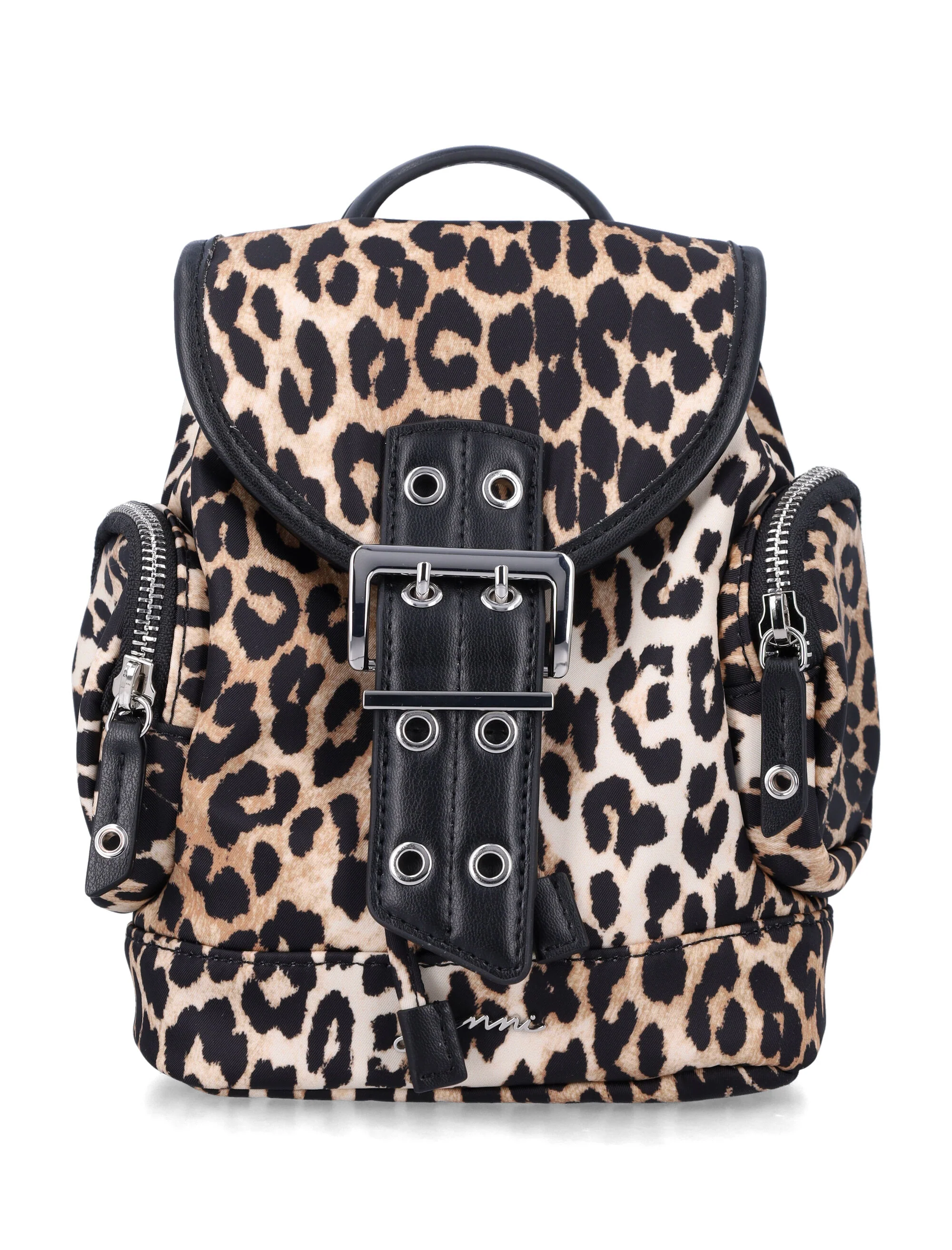 Mochila Nano Ganni Estampado Leopardo Forro de Poliamida Reciclado