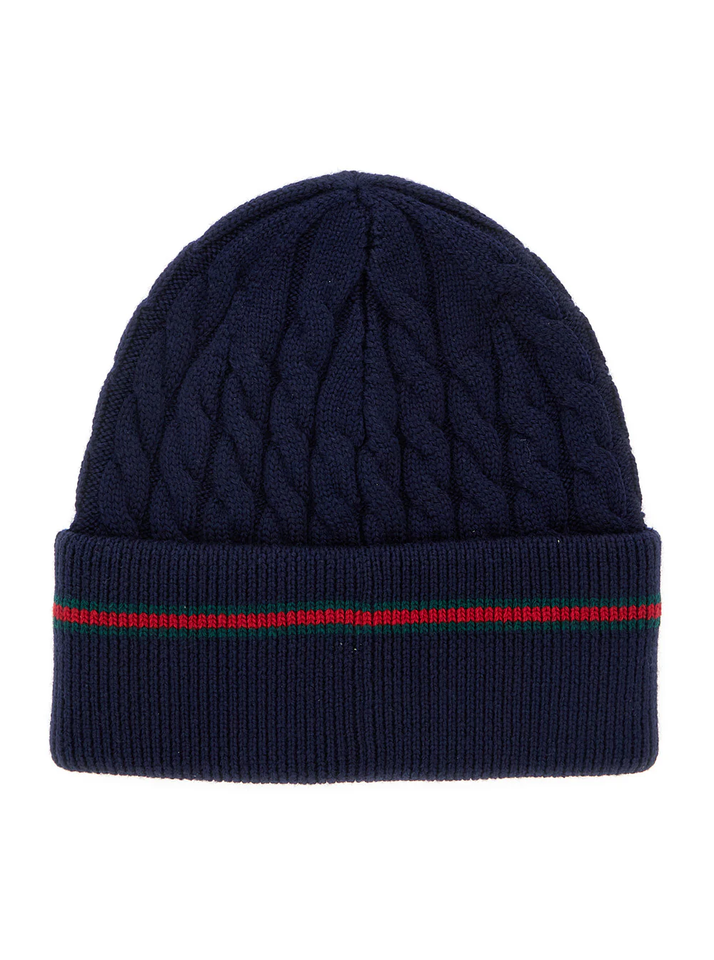 Gorro Infantil Azul Gucci com Detalhe de Web e Tricô em Malha de Lã Meninos Azuis Chapéus Luvas