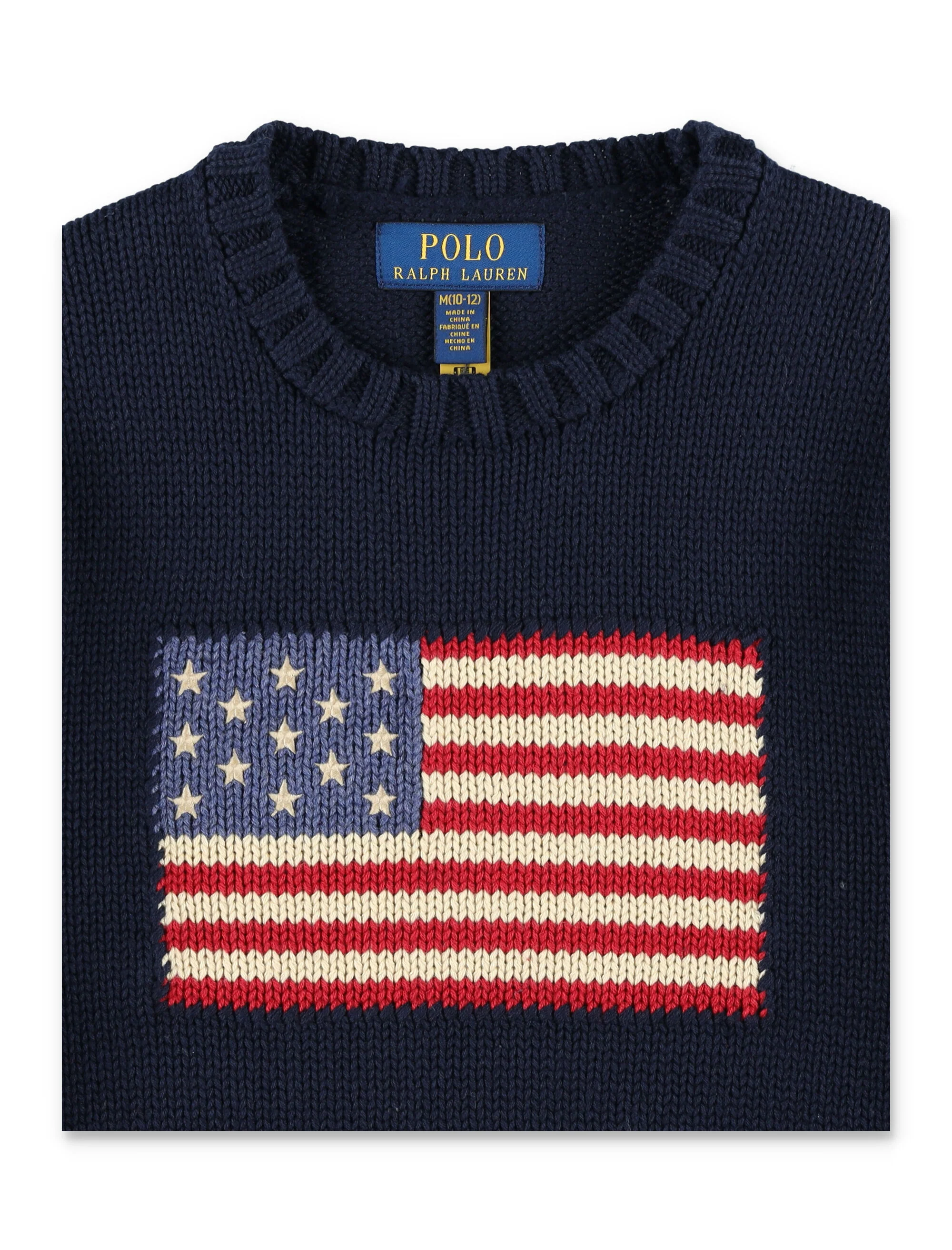 Polo Ralph Lauren Suéter de Algodão com Bandeira Americana Azul-Marinho