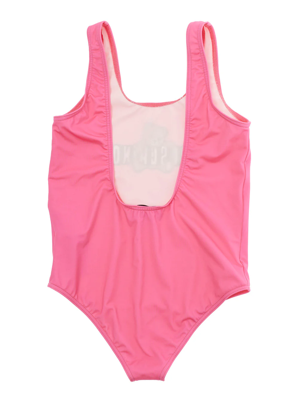 Biquíni Uma Peça MOSCHINO KIDS com Decote Quadrado e Estampa de Logotipo na Frente em Tecido Tech Rosa para Meninas Poliamida Elastano Praia