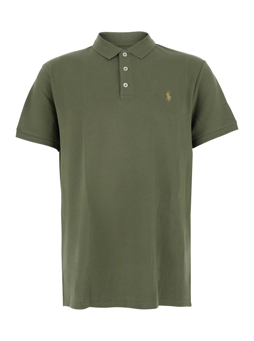 Camiseta Polo Ralph Lauren Custom Fit Verde com Gola Clássica e Embroideria de Cavalo na Frente Algodão para Homens Camisetas