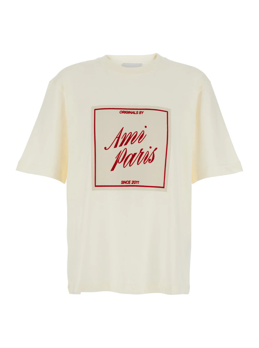 Camiseta Branca Ami Paris com Estampa Maxi na Frente Algodão para Homens Camisetas e Camisetas Polo