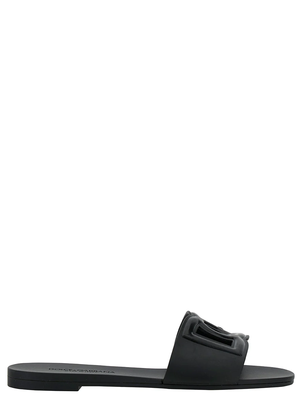 Sapatos Planos Pretos Dolce & Gabbana com Faixa Cortada e Logotipo DG em Borracha Macia para Mulher