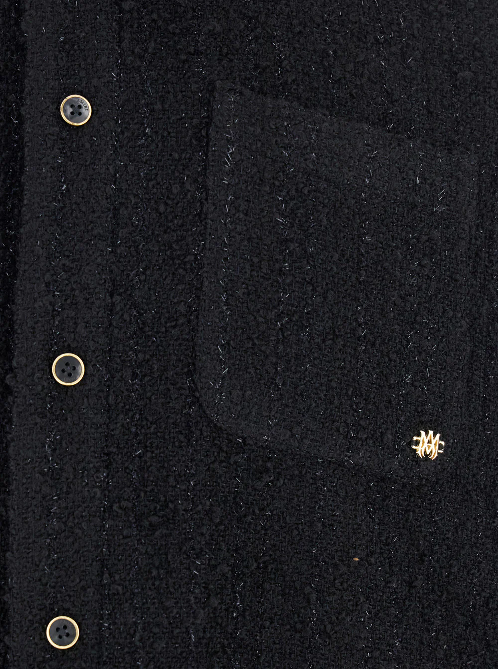 Camisa Amiri Preta com Gola Clássica e Placa com Logotipo na Frente em Blusas de Homem