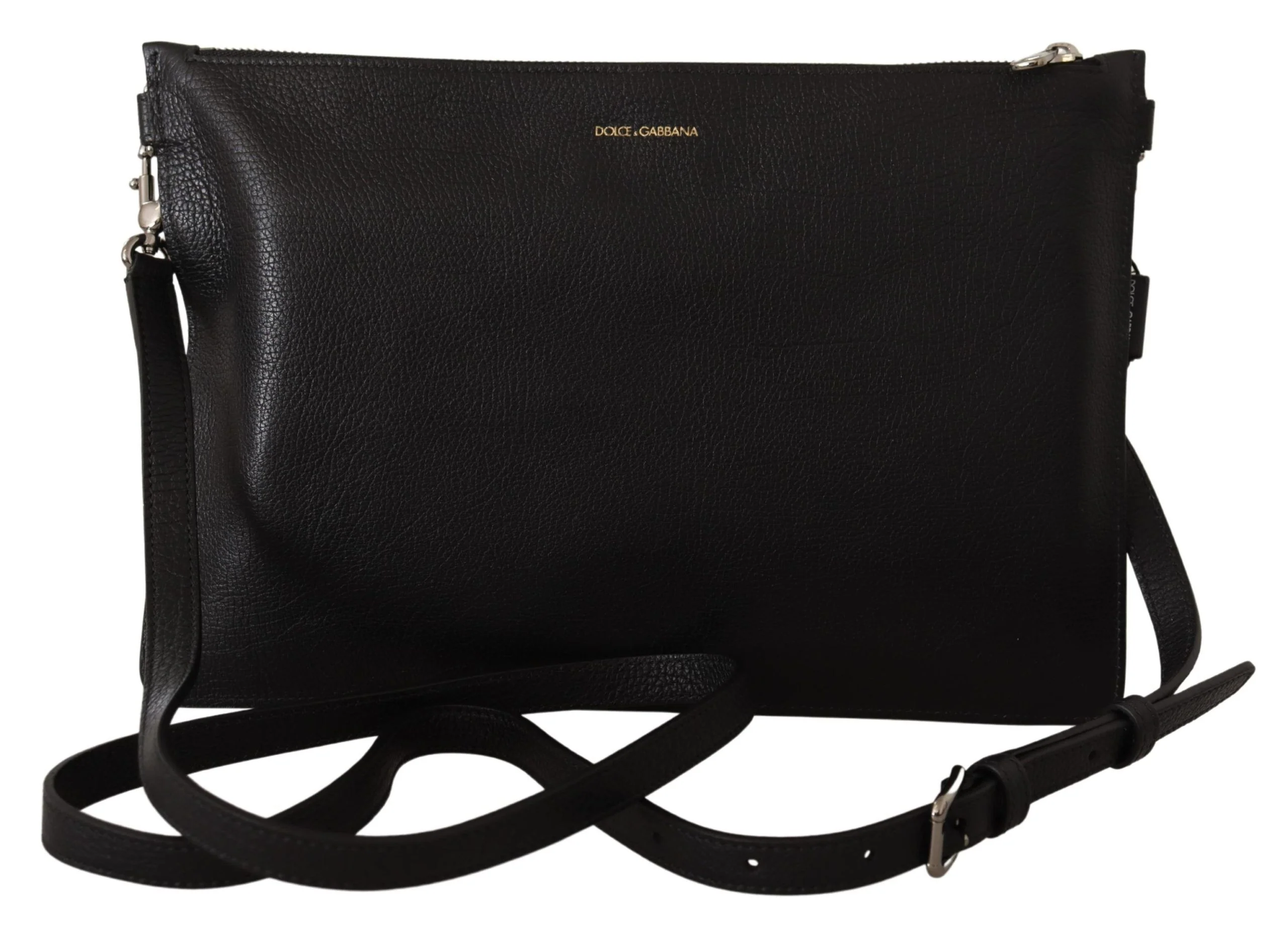 Bolsa de Ombro Sling de Couro Exótico Preto Dolce & Gabbana Alta Sartoria