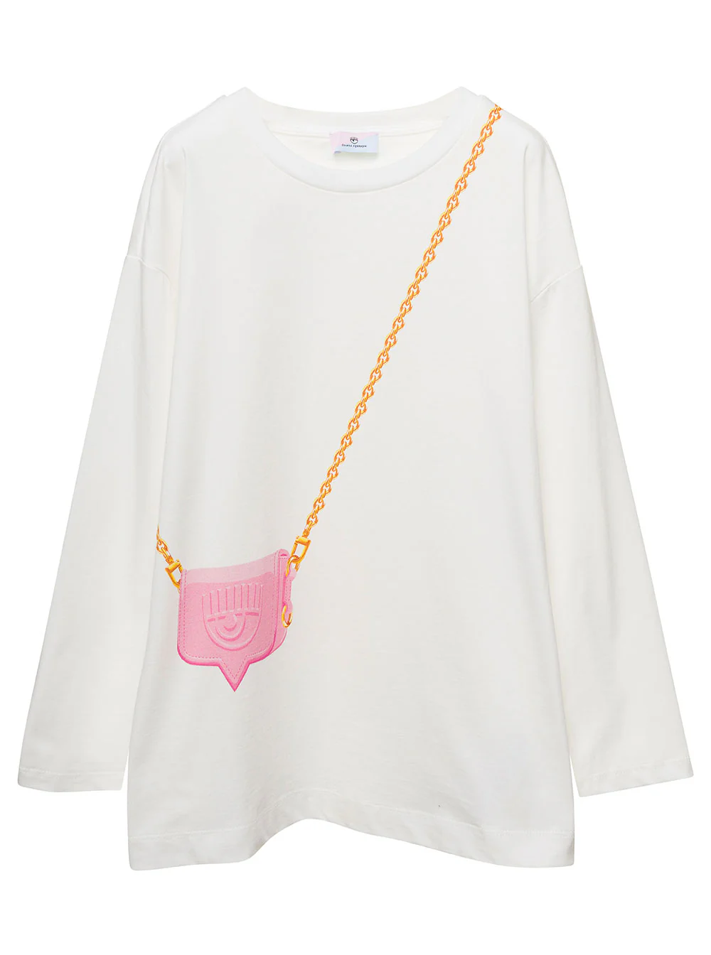 Camiseta Branca para Crianças Chiara Ferragni com Estampa de Bolsa e Impressão de Logotipo Camisetas de Meninas Camisetas Polo