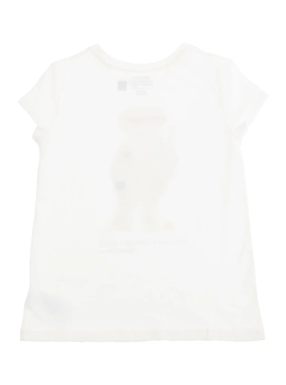 Camiseta Infantil Polo Ralph Lauren Branca de Gola Redonda com Estampa de Logotipo Maxi na Frente Camisetas e Camisetas Polo Femininas