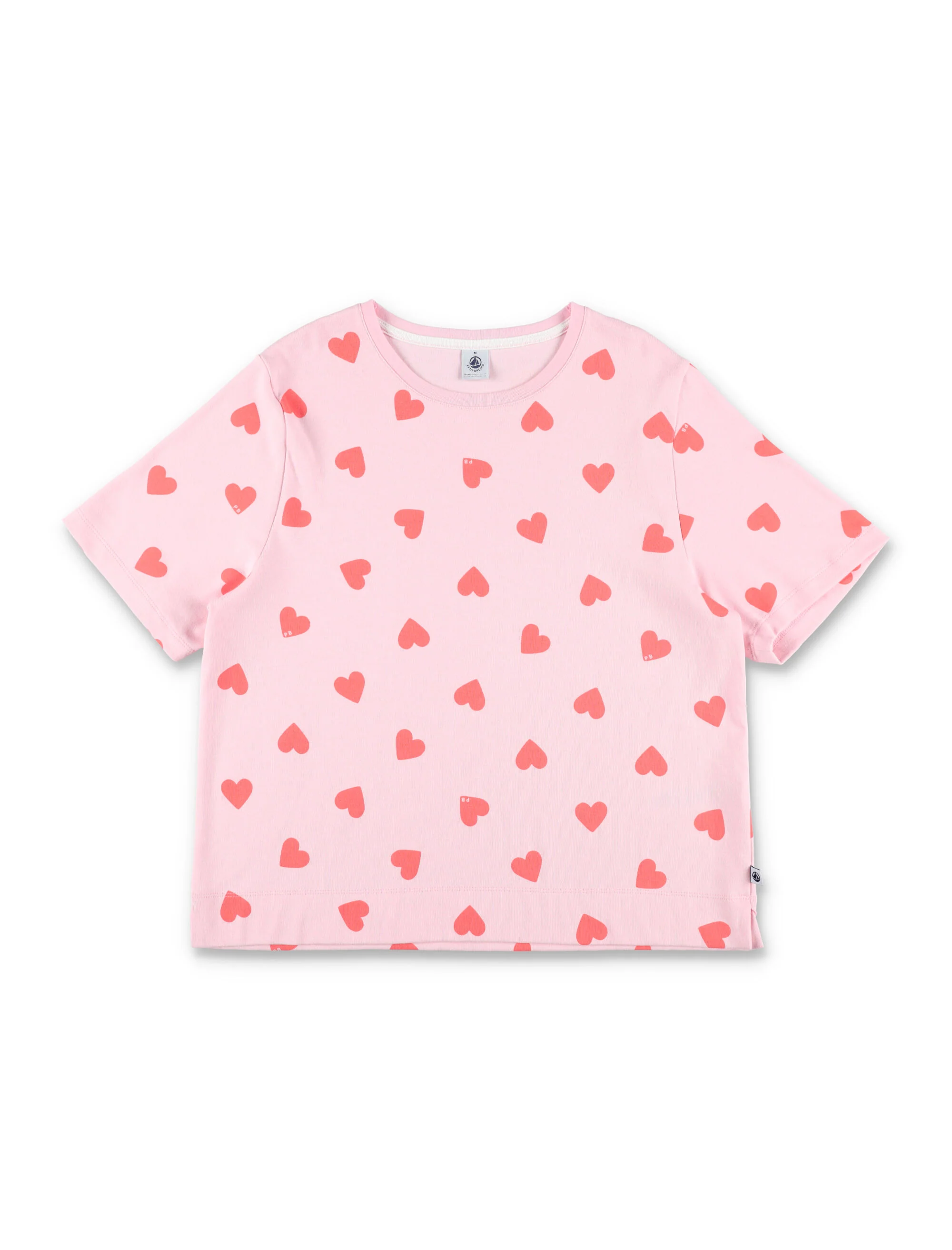 Conjunto de Pijamas de Roupas de Bebê Petit Bateau Coração Rosa de Algodão