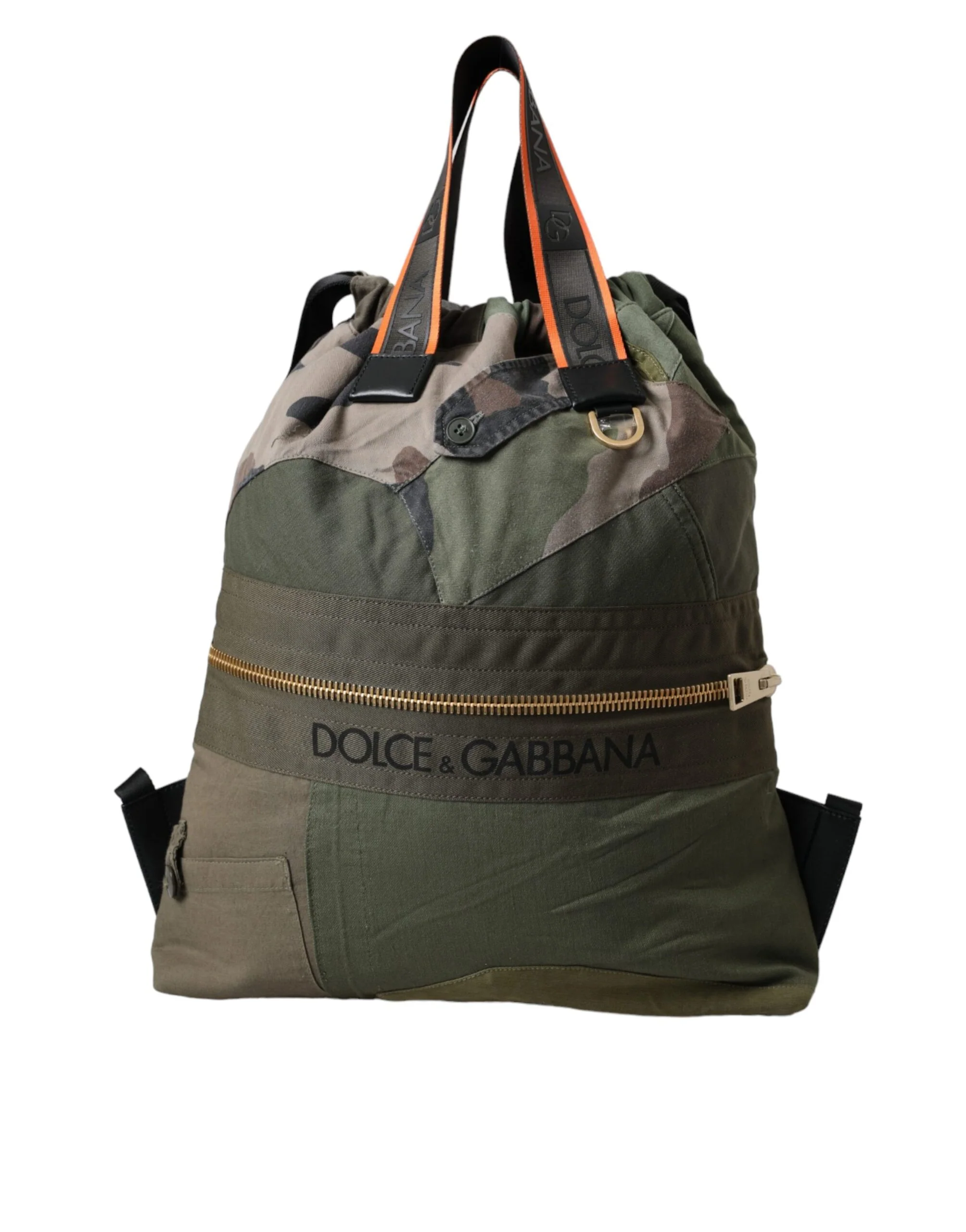 Dolce & Gabbana Mochila de Lona com Patchwork Verde Militar