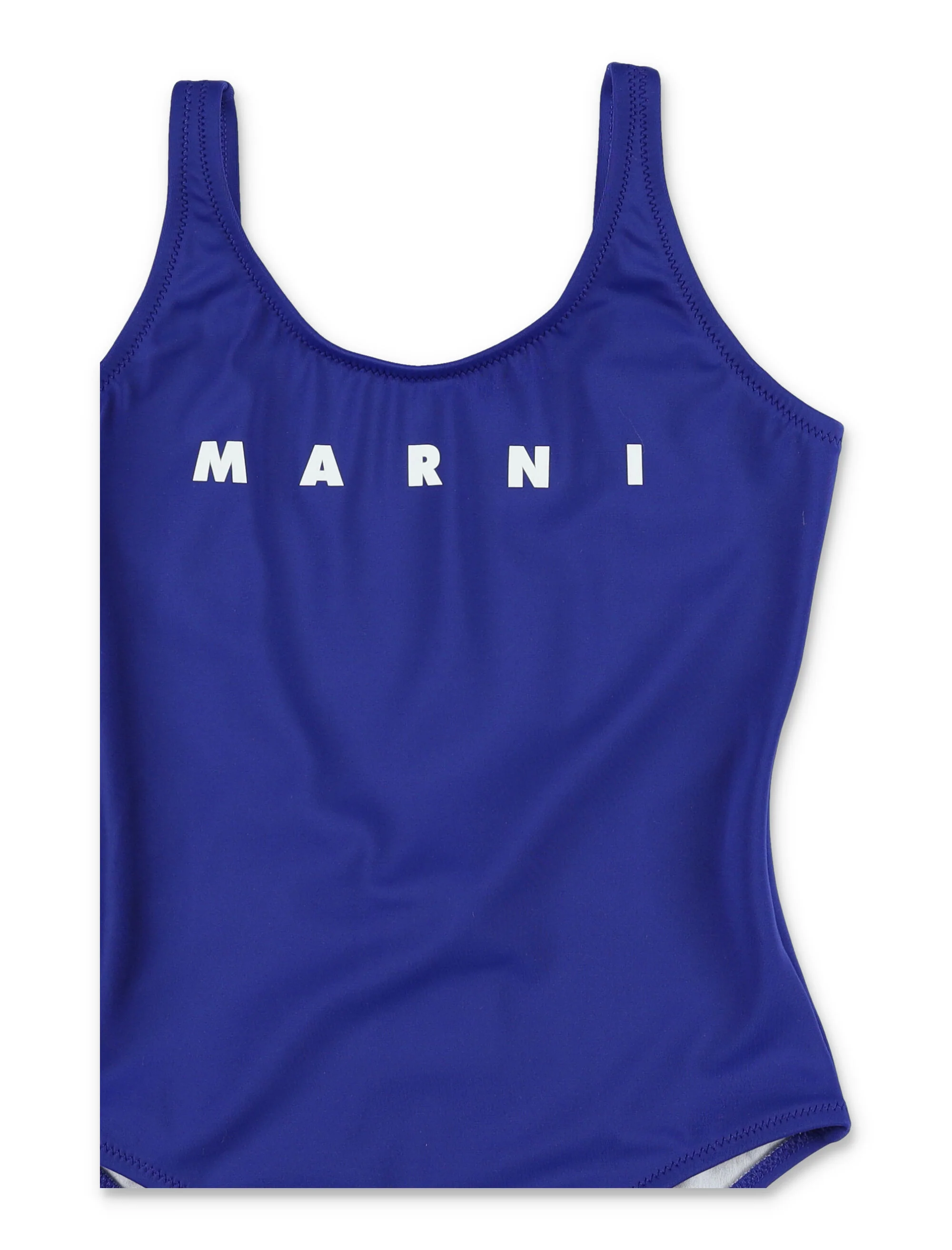 Biquíni Um Peça com Logotipo Marni para Meninas Azul-Marinho em Nylon