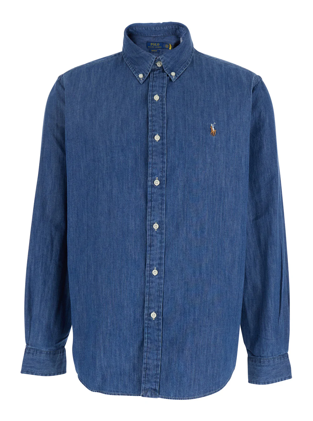 Camisa Polo Ralph Lauren Azul com Gola Clássica e Logotipo Bordado de Pônei em Denim para Homens Azuis Blusas