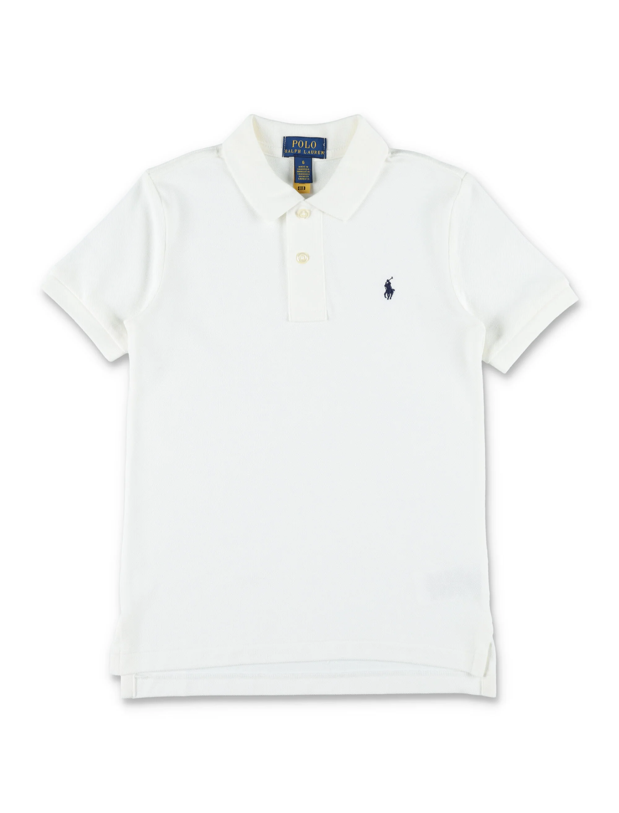 Camisola de Algodão Piquet Slim Fit Branca para Crianças Polo Ralph Lauren