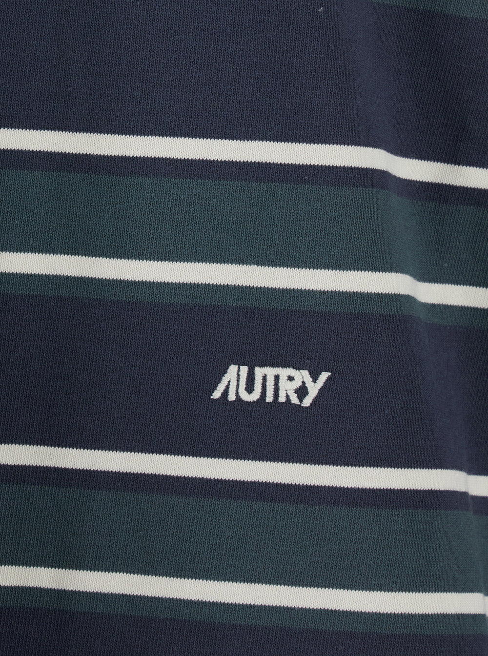 Camisola Polo Azul Autry com Gola Clássica e Estampa Listrada em Todo o Tecido em Algodão Man Blu Camisetas