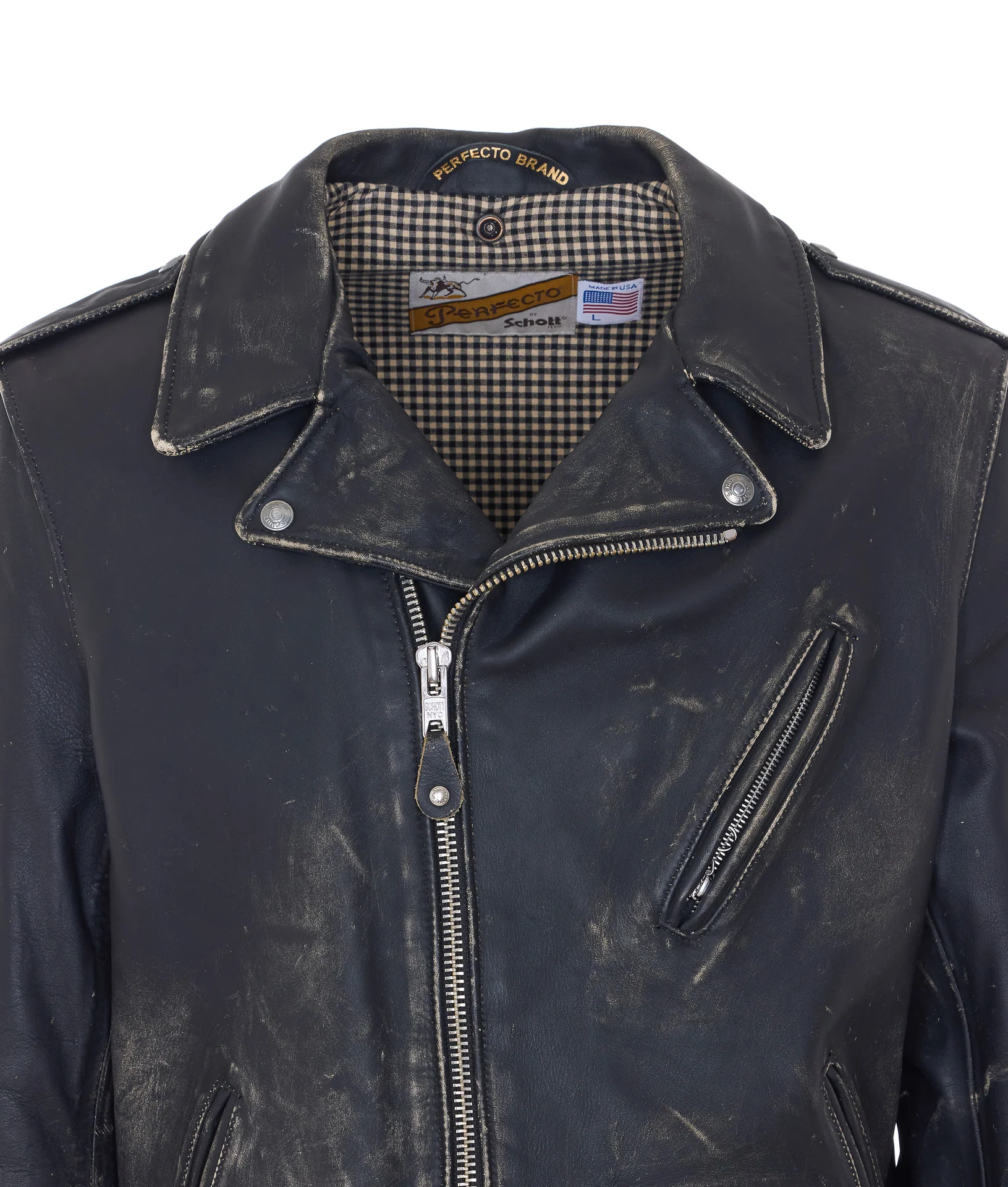 Jaquetas Schott Nyc Preto Couro de Vaca
