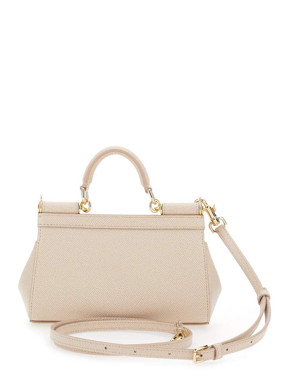 Bolsa de Mão Dolce & Gabbana Sicília Rosa com Alça de Ombro Ajustável e Removível, Placa de Logotipo na Frente, Em Couro para Mulheres