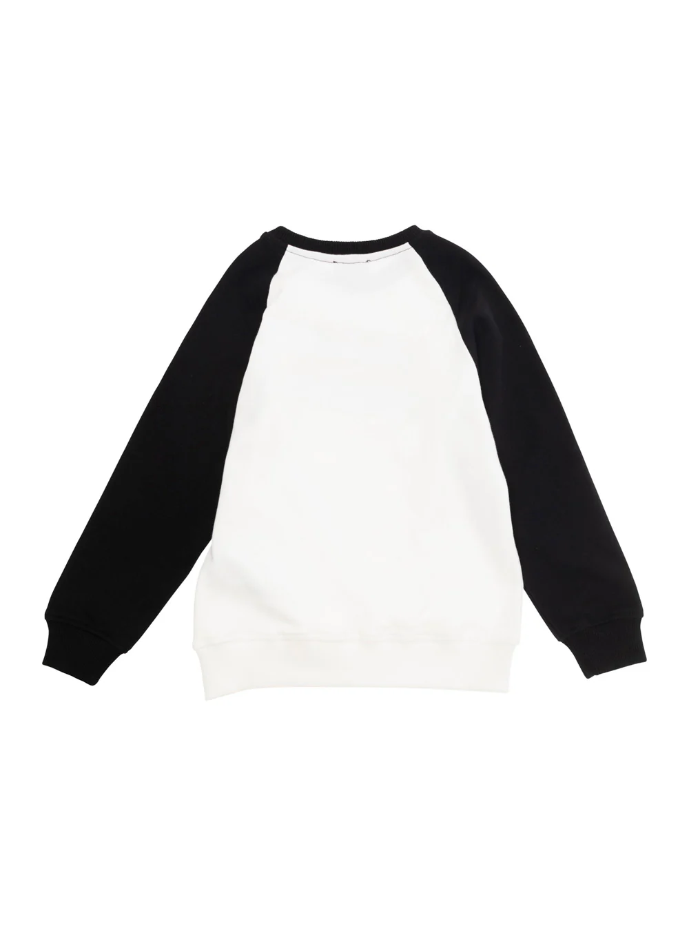 Moletom Moschino Kids Branco e Preto com Mangas em Contra-cores e Logotipo em Algodão para Meninos
