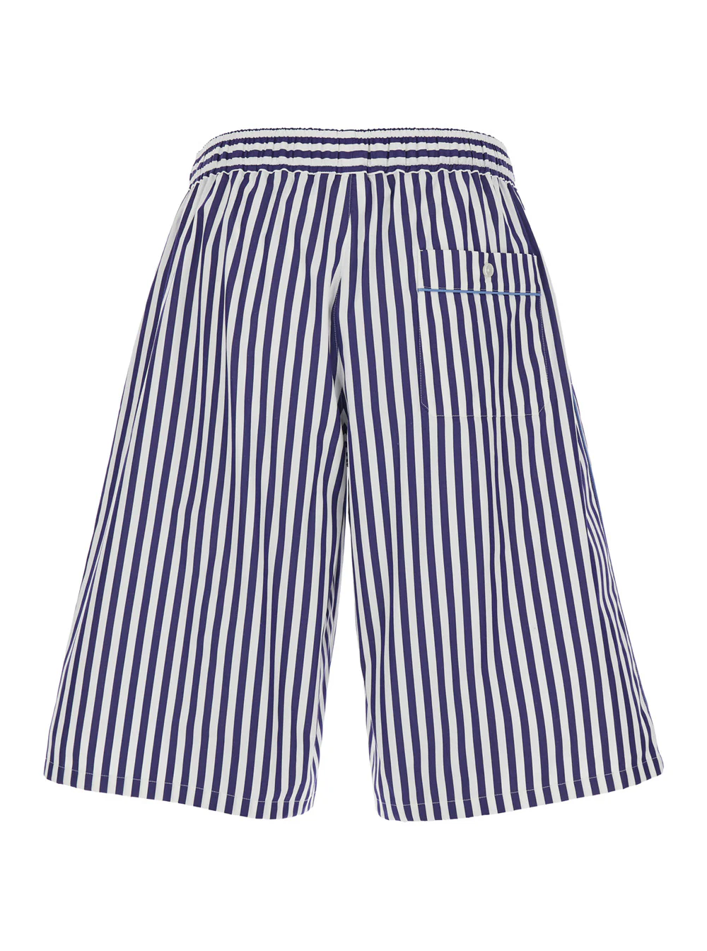 Calças Bermudas Azuis Dolce & Gabbana com Motivo Listrado e Cintura Elástica em Algodão para Homens Azul