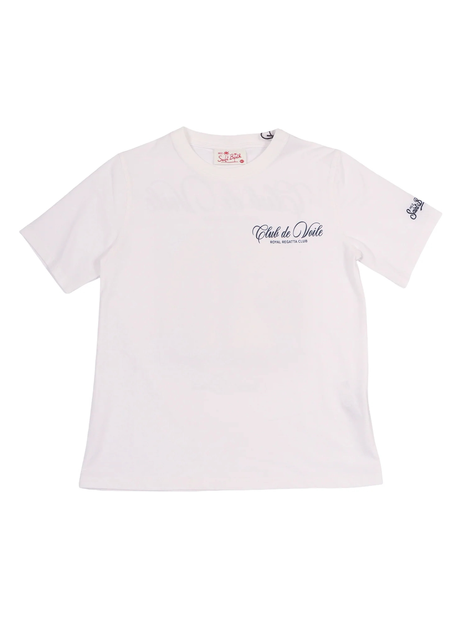 Mc2 Saint Barth Portland Jr-Club Voile 01n Camiseta de Algodão Manga Curta Branca