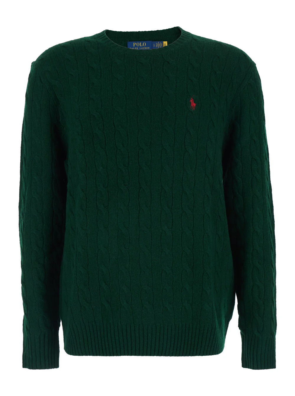 Polo Ralph Lauren Pulôver com Gola Redonda e Bordado de Pônei na Frente e Malha de Cabo em Lã e Caxemira Verde para Homens Jersey Polo Ralph Lauren Pulôver com Gola Redonda e Bordado de Pônei na Frente e Malha de Cabo em Lã e Caxemira Verde para Homens Jersey