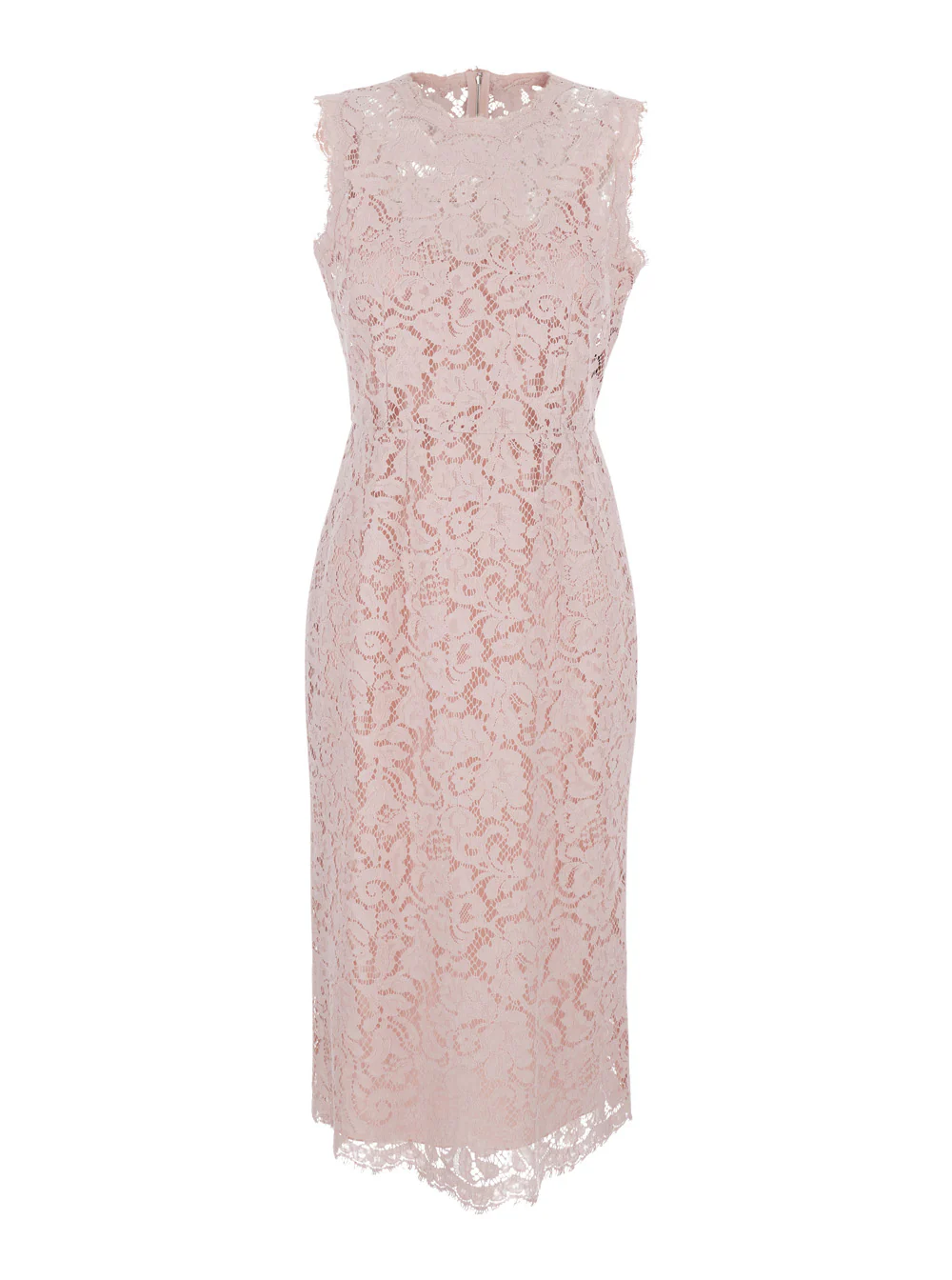 Vestido Rosa Dolce & Gabbana com Design em Renda em Mistura de Seda para Mulher com Elastano