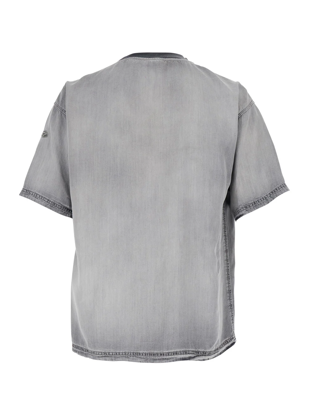 Camiseta de Gola Redonda Diesel com Efeito Desbotado em Tecido Tech Cinza para Homens Cinza Camisetas de Lyocel e Camisetas Polo