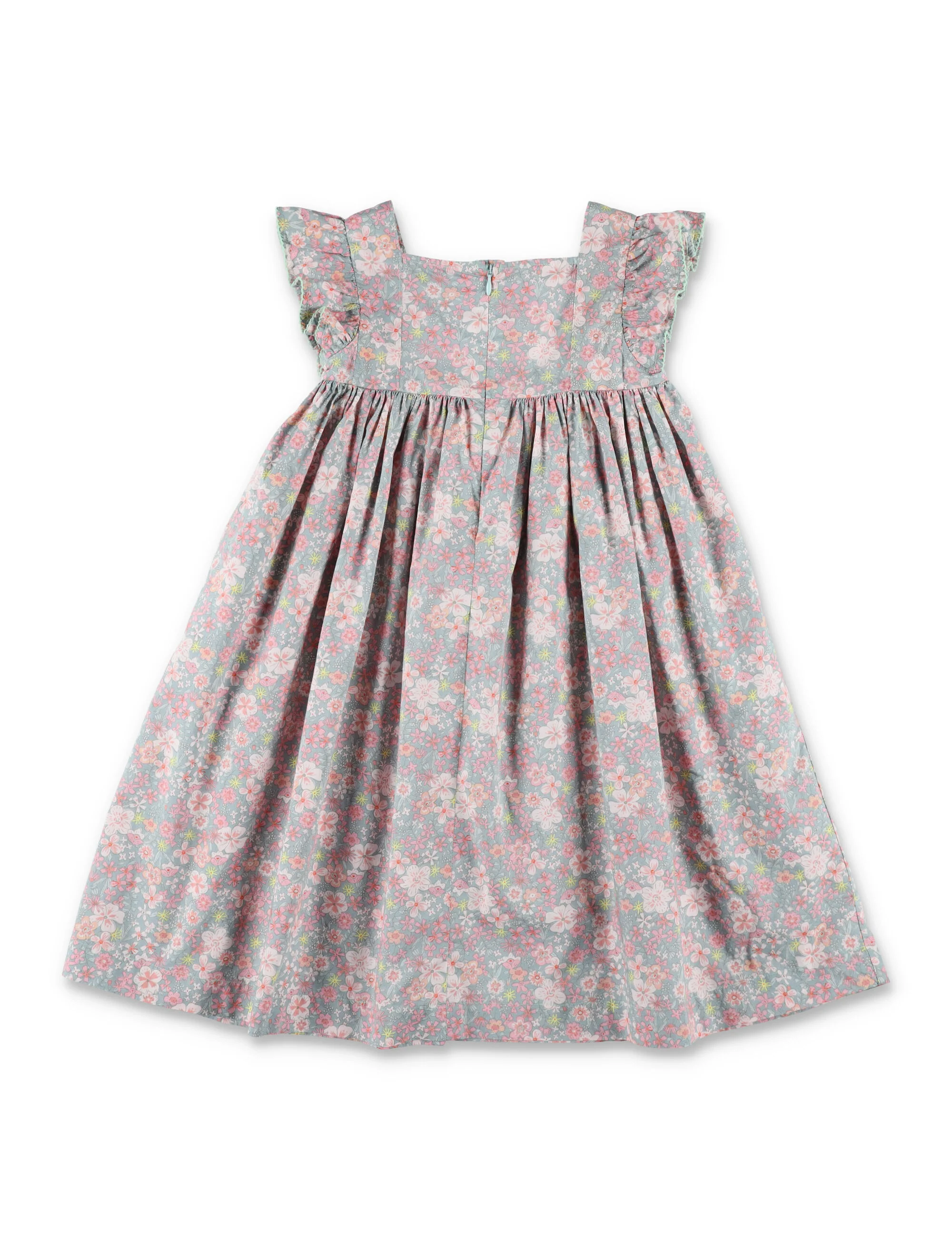 Vestido de Algodão Floral para Meninas Petit Bateau Azul/multicolor