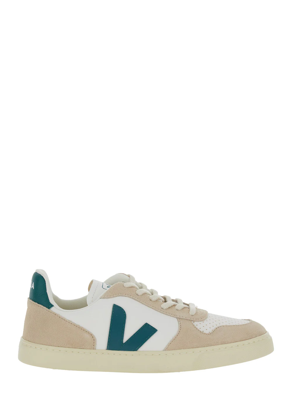 Sapatilhas Veja Kids Tamanho V-10 Branco com detalhe em couro para Mulheres Orgânico Rastreado