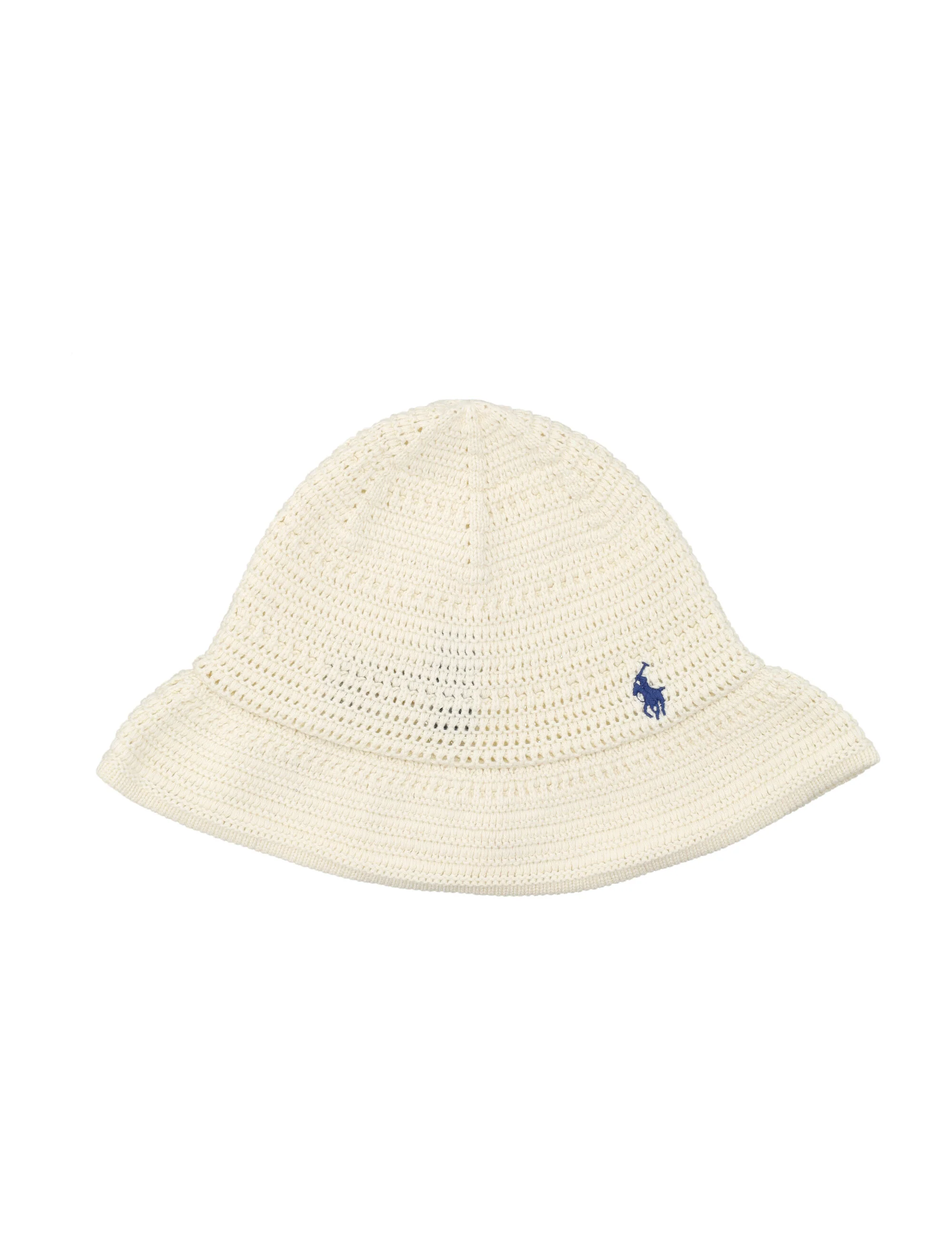 Chapéu de palha crochê feminino Polo Ralph Lauren Cream Cotton