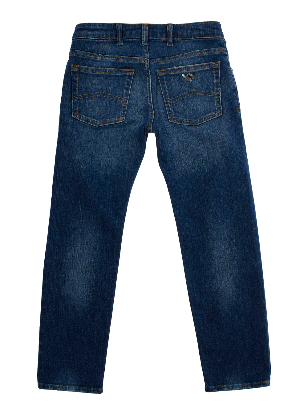 Calças de Algodão Azuis para Crianças com Alças para Cinto e Detalhe de Logotipo no Bolso para Crianças Emporio Armani Kids