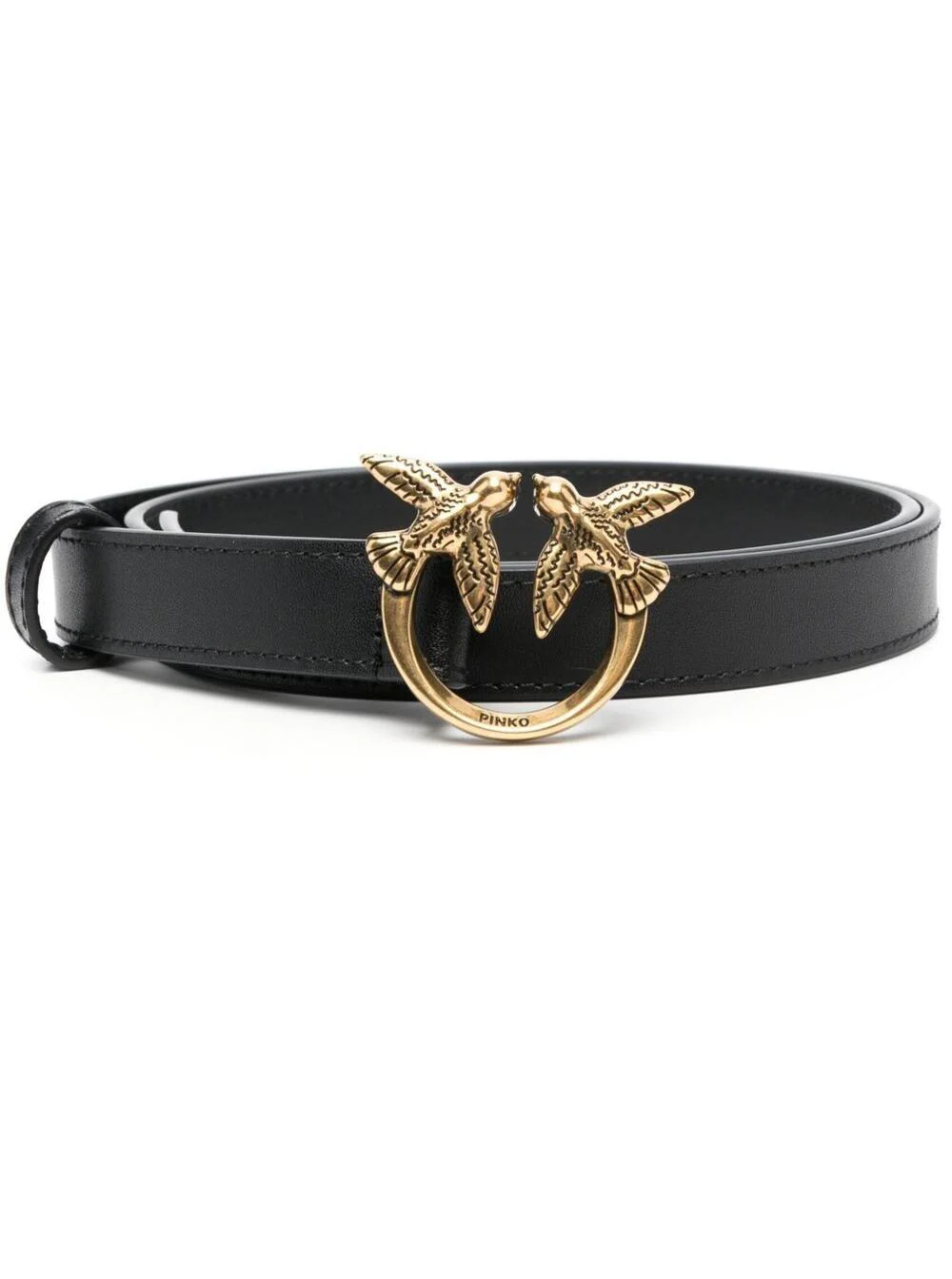 Cinto Pinko Love Birds com Fivela com Logotipo em Couro Macio Preto para Mulheres
