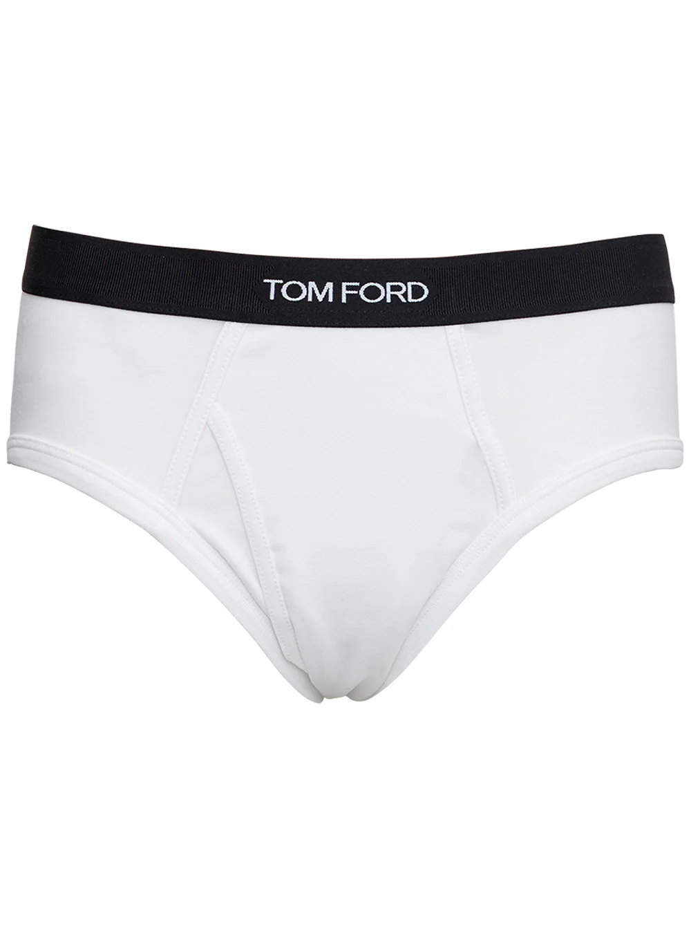 Tom Ford Briefs Brancos com Logotipo em Algodão e Elastano Roupas Íntimas Masculinas