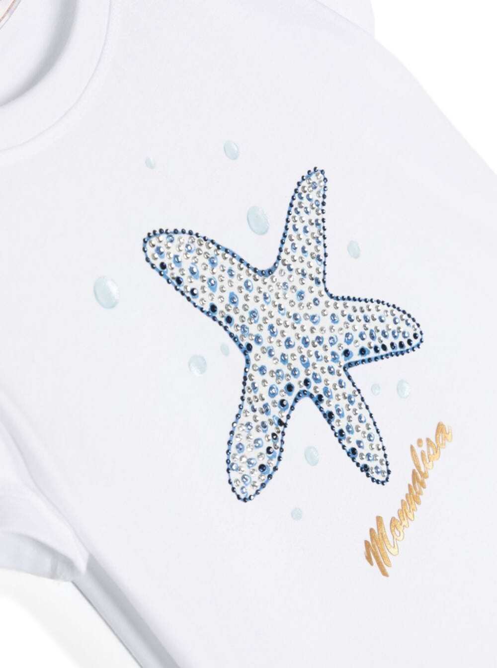 Camiseta Branca Infantil Monnalisa com Estampa de Estrela-do-Mar, Camisetas e Camisolas de Menina de Algodão Elástico com Elastano