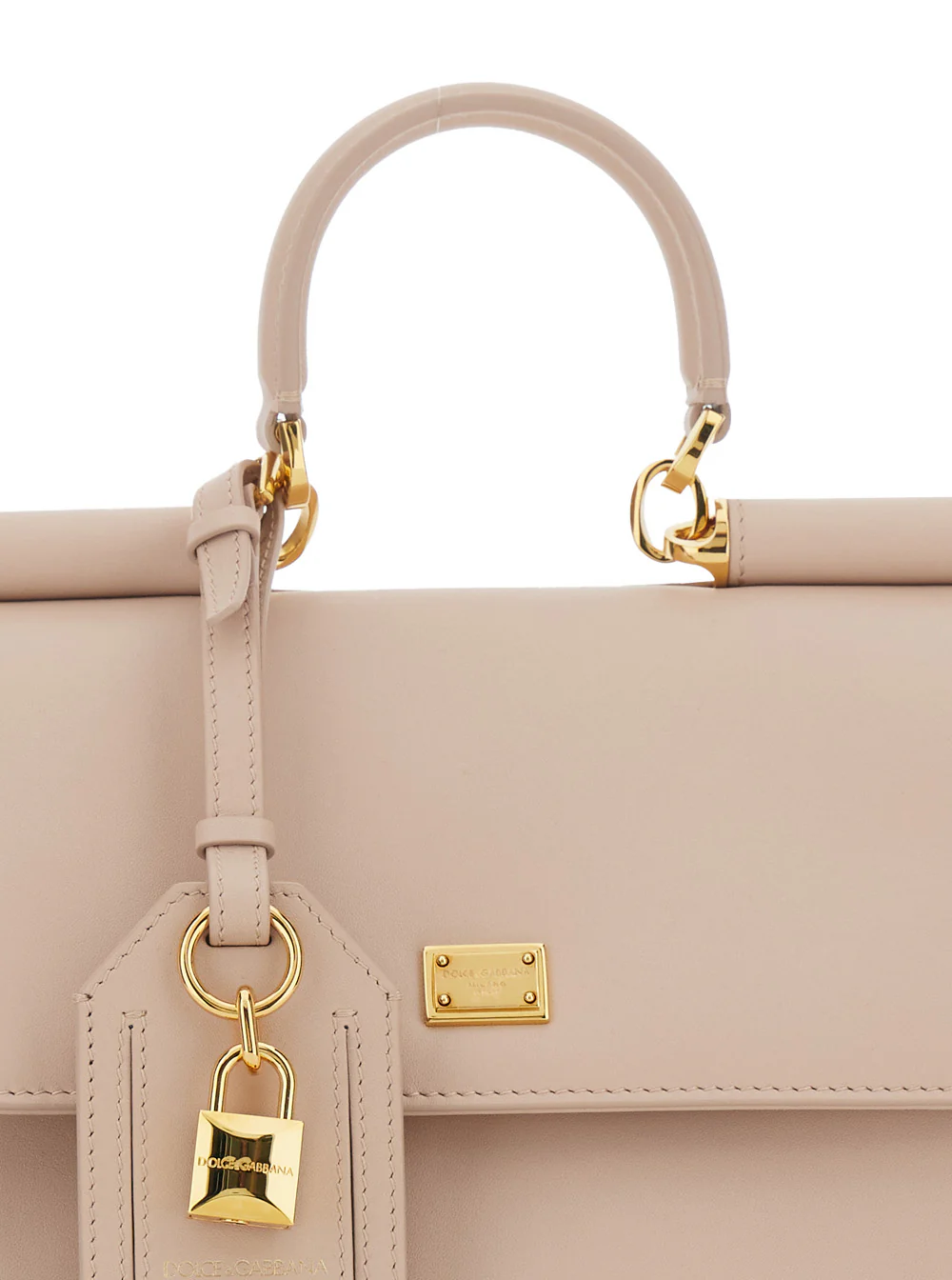 Bolsa de Mão Pequena Rosa My Sicily Dolce & Gabbana com Detalhe de Fechadura em Couro para Mulher Bolsas de Mão de Calf Pvc