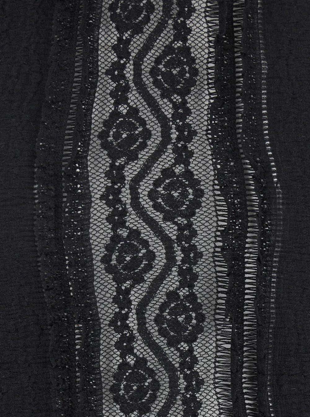 Top Charo Ruiz Asteria Preto com Detalhes de Bordado e Design Semi-Transparent em Tecido Técnico de Algodão Misturado com Nylon e Elastano para Mulher