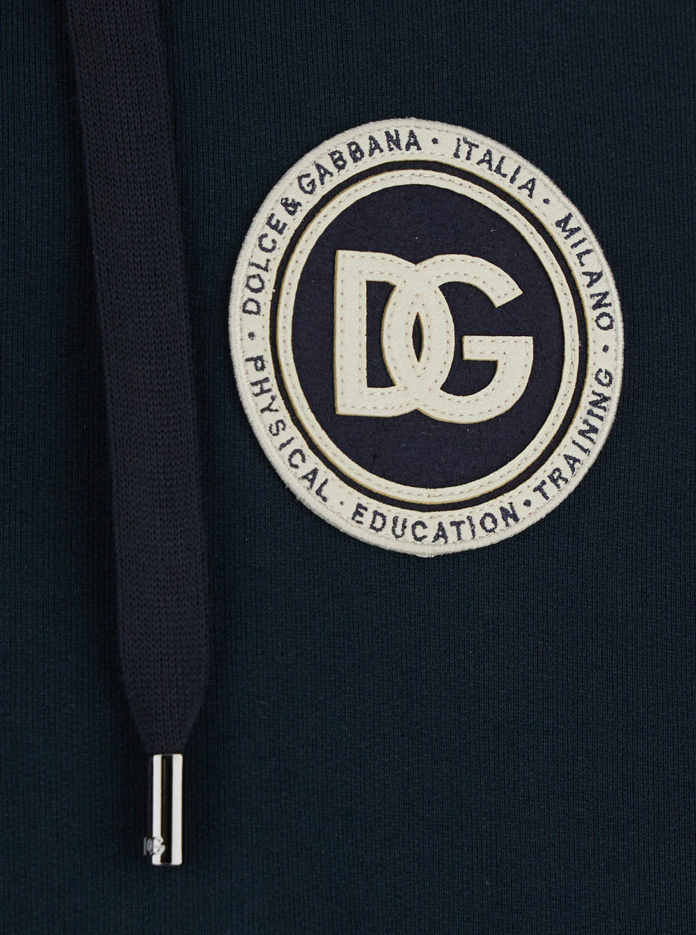 Sweatshirt Azul com Capuz Dolce & Gabbana com Patch de Logotipo na Frente em Algodão para Homem Azul Sweatshirts