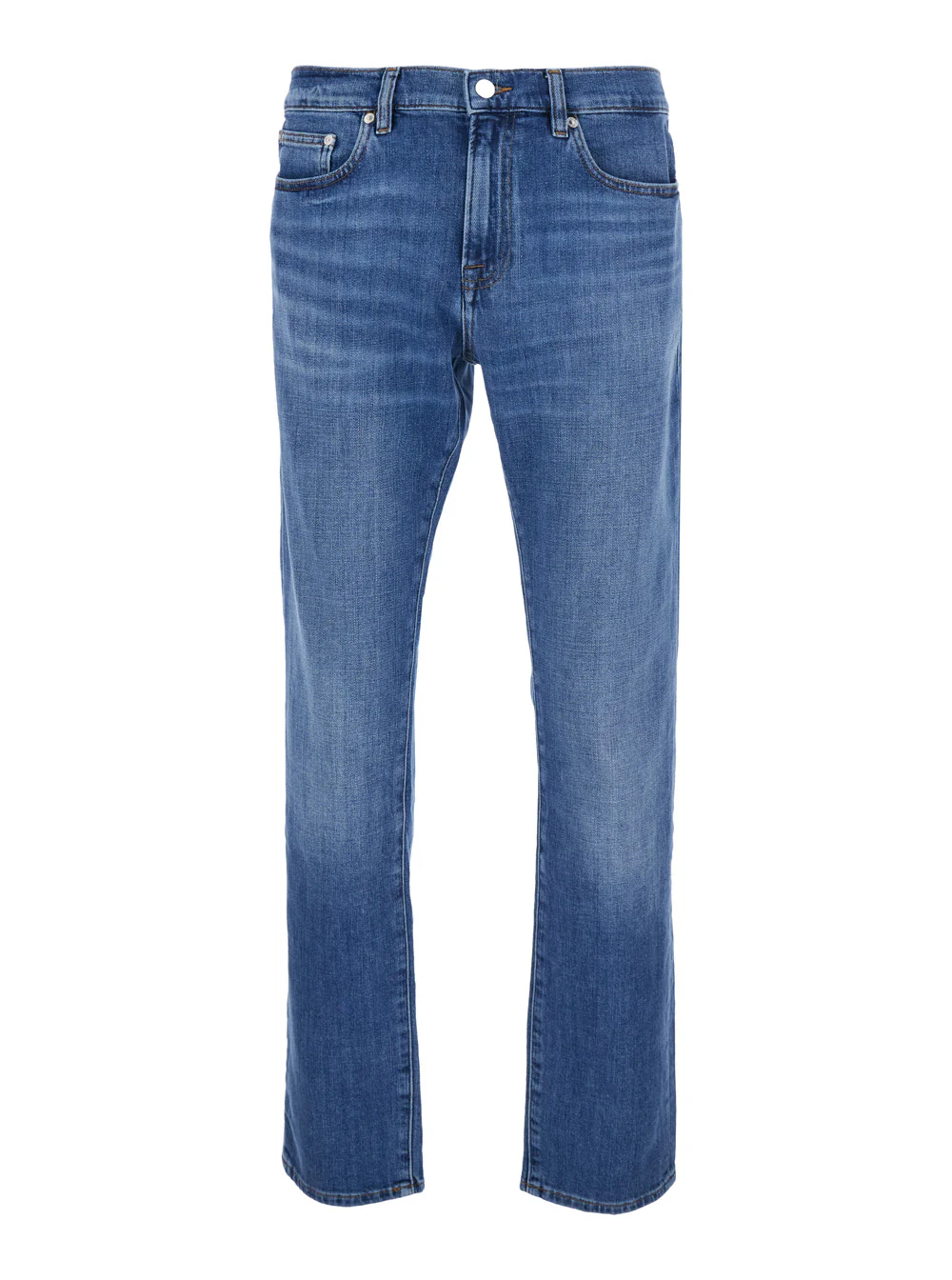 Calças Lhomme Slim com Cintura Alta e Bolsos Traseiros Azul Homens Blu
