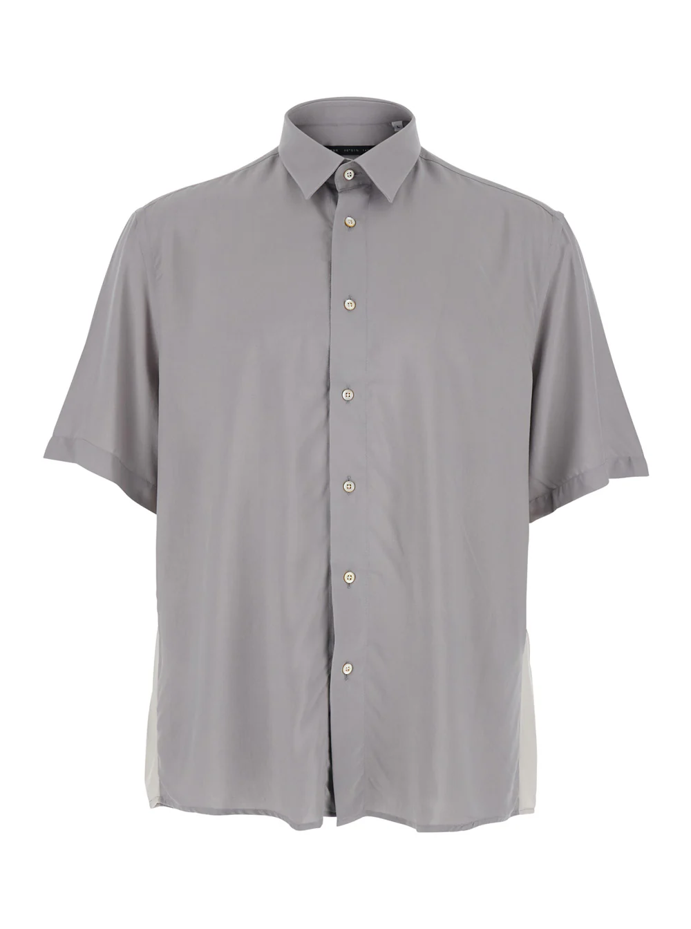 Camisa Longa com Gola em V e Manga Comprida, Cinza - Marca Baixa, Feminina Cinza e Blusas