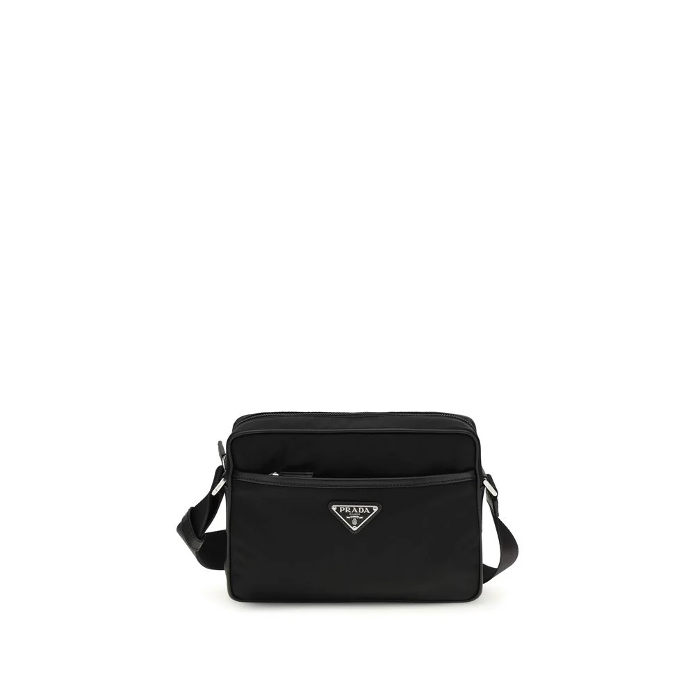 Bolsa de Ombro Prada Preto em Poliamida Reciclada