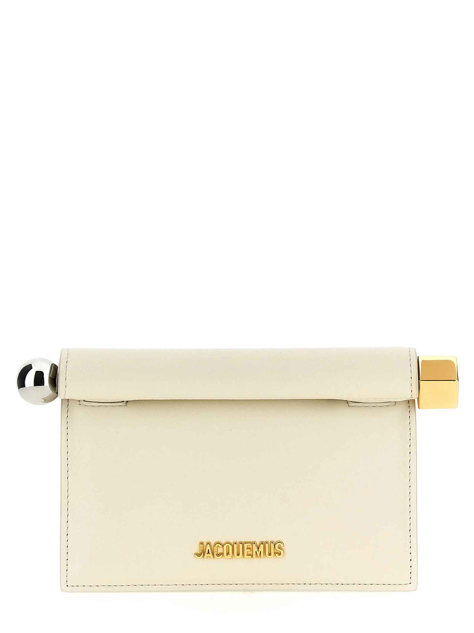 Jacquemus La Petite Pochette Rond Carré Bolsa de Mão em Couro de Cordeiro Branco (Ovis Aries)
